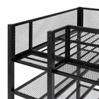 Cama alta moderna de metal, tamaño individual, con estantes de 4 niveles y almacenamiento