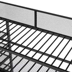 Cama alta moderna de metal, tamaño individual, con estantes de 4 niveles y almacenamiento