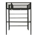 Cama alta moderna de metal, tamaño individual, con estantes de 4 niveles y almacenamiento