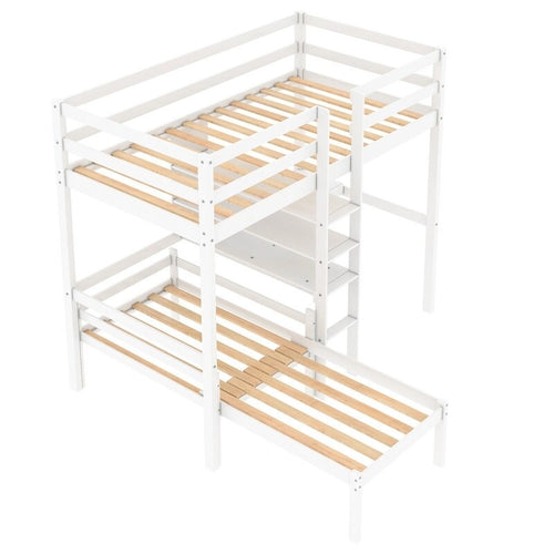 Convertible Twin Loft Bed with L-Shape Desk