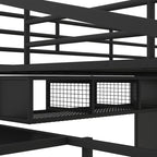 Cama alta de metal con armario, mesa, cajón y escalera de 4 peldaños