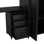 Cama alta de metal con armario, mesa, cajón y escalera de 4 peldaños