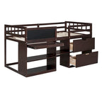 Twin Low Loft Bed with Rolling Desk