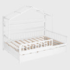 Cama de madera para casa de tamaño completo con cama nido individual
