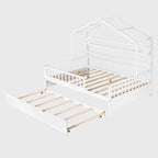 Cama de madera para casa de tamaño completo con cama nido individual