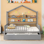 Cama de madera para casa de tamaño completo con cama nido individual