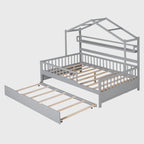 Cama de madera para casa de tamaño completo con cama nido individual