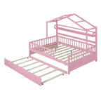 Cama de madera para casa de tamaño completo con cama nido individual