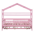 Cama de madera para casa de tamaño completo con cama nido individual