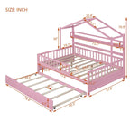 Cama de madera para casa de tamaño completo con cama nido individual