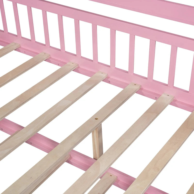 Cama de madera para casa de tamaño completo con cama nido individual