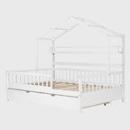 Cama de madera para casa de tamaño completo con cama nido individual