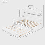 Cama de madera para casa de tamaño completo con cama nido individual