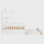 Cama de madera para casa de tamaño completo con cama nido individual