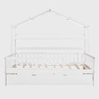 Cama de madera para casa de tamaño completo con cama nido individual