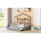 Cama de madera para casa de tamaño completo con cama nido individual