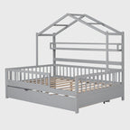 Cama de madera para casa de tamaño completo con cama nido individual