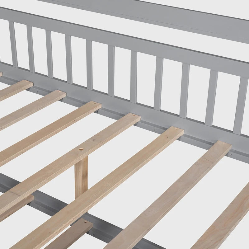 Cama de madera para casa de tamaño completo con cama nido individual