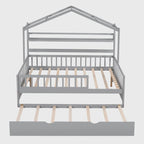 Cama de madera para casa de tamaño completo con cama nido individual