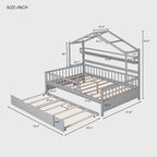 Cama de madera para casa de tamaño completo con cama nido individual