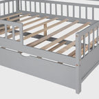 Cama de madera para casa de tamaño completo con cama nido individual