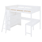 Full Size Loft Bed with Desk and Shelf