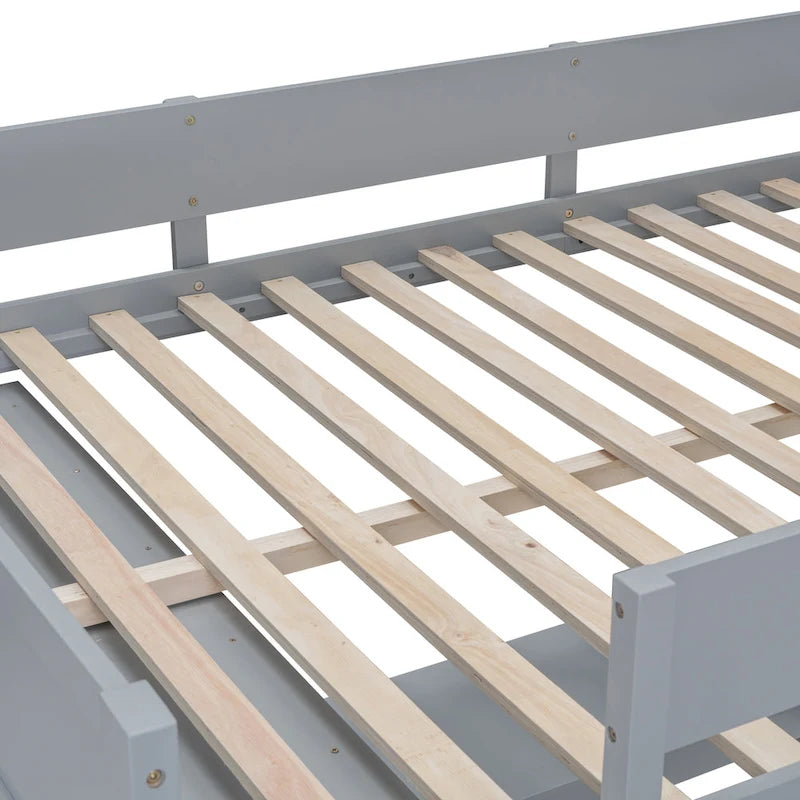 Cama alta de tamaño completo con escritorio y estante