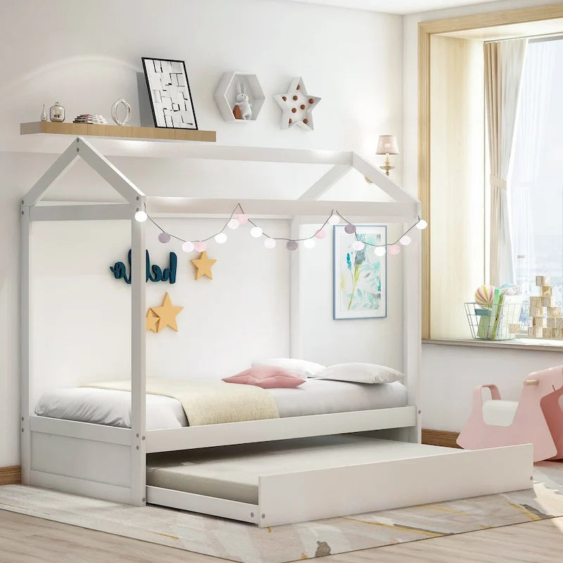Cama Blanca de la Casa con Nido Perfecta para Dormitorio