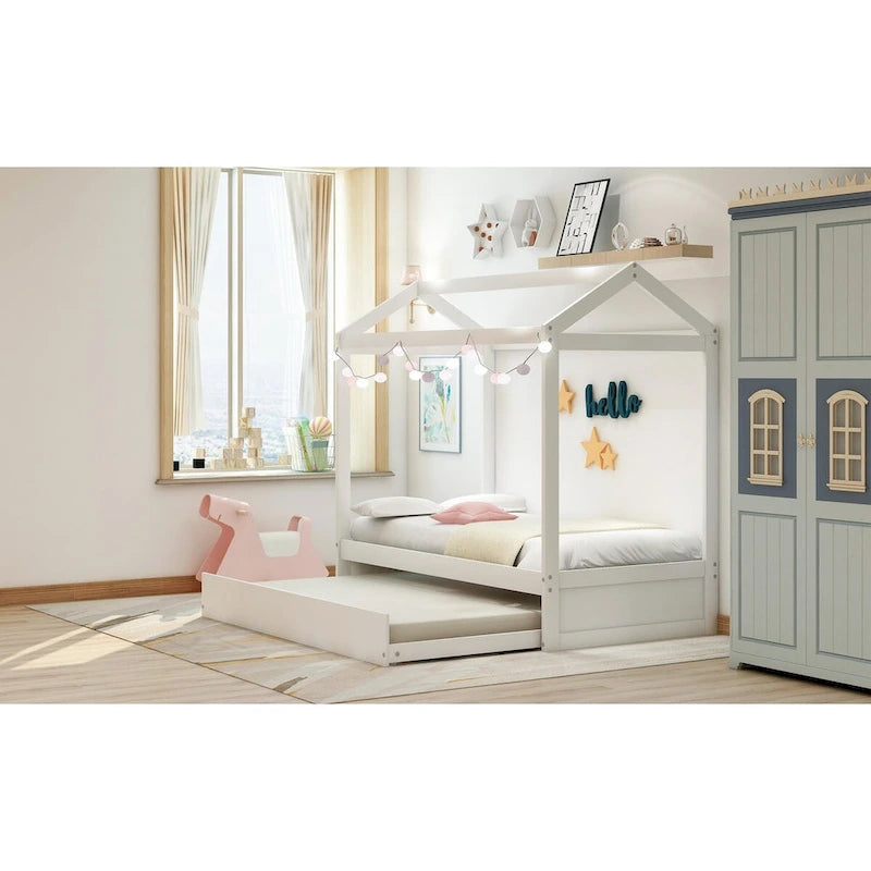 Cama Blanca de la Casa con Nido Perfecta para Dormitorio